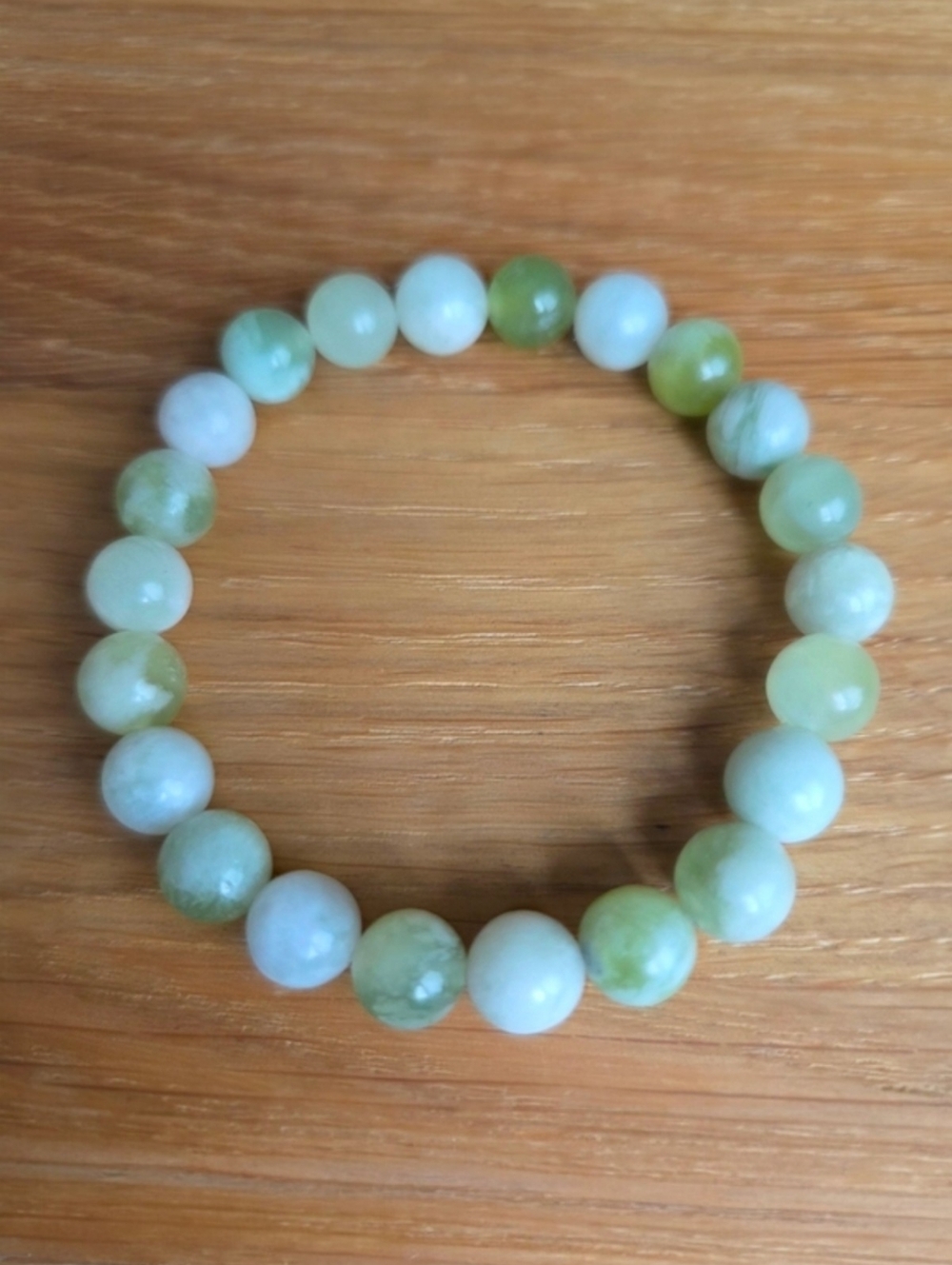 Green Serpentine Jade Beads Bracelet, Stretch, Hand Crafted